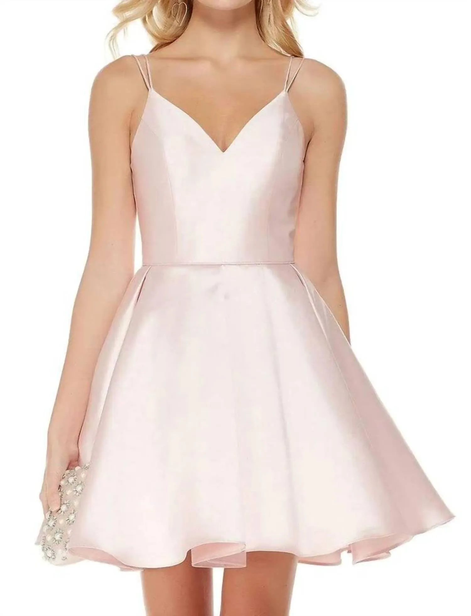 Alyce Paris - V Neckline Mikado Cocktail Dress