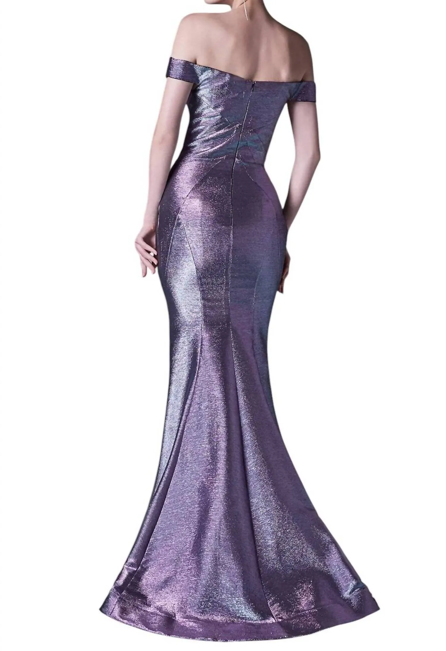 Andrea & Leo Couture - Off The Shoulder Metallic Dress