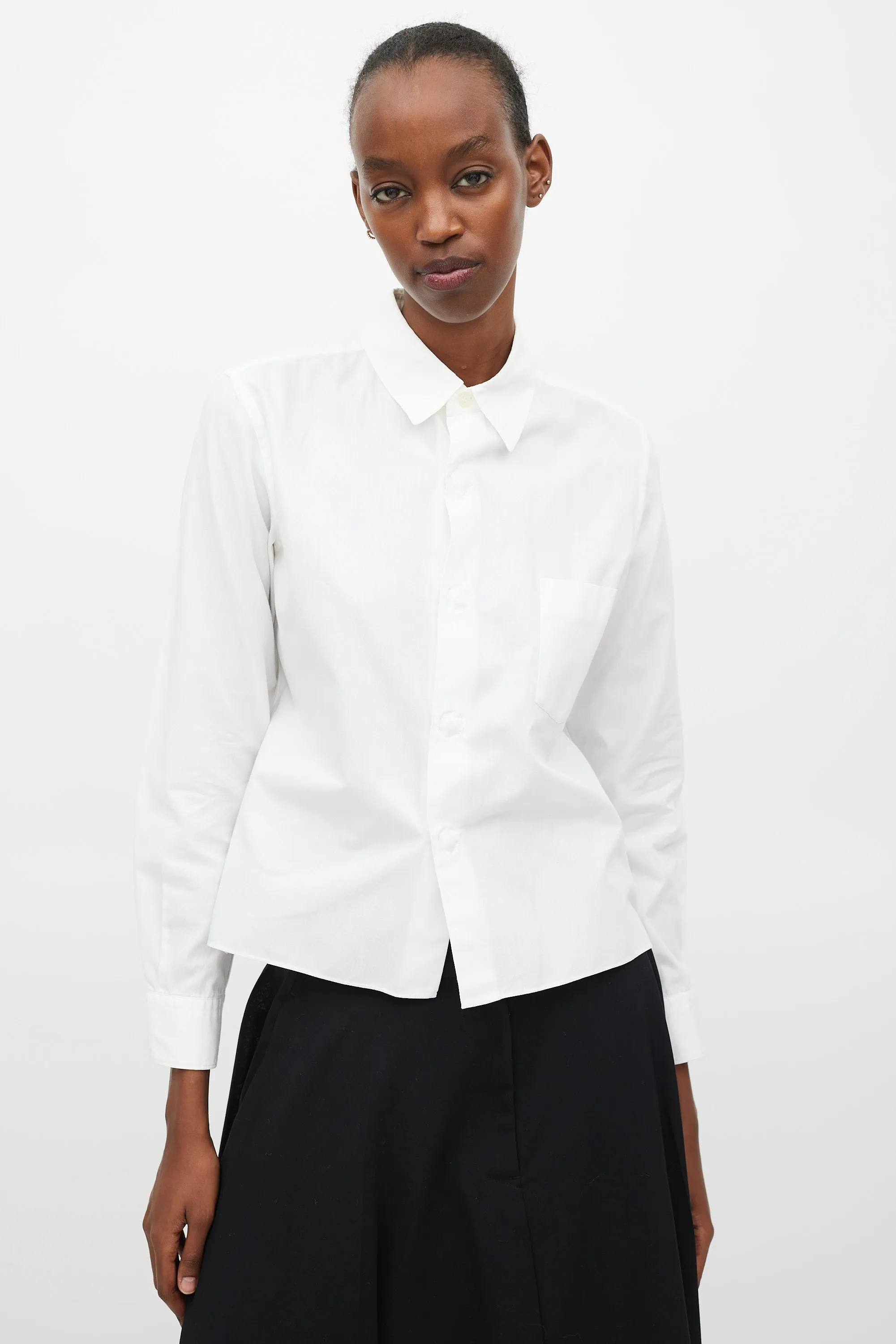 Black FW 2010 White Cotton Snap Button Front Shirt