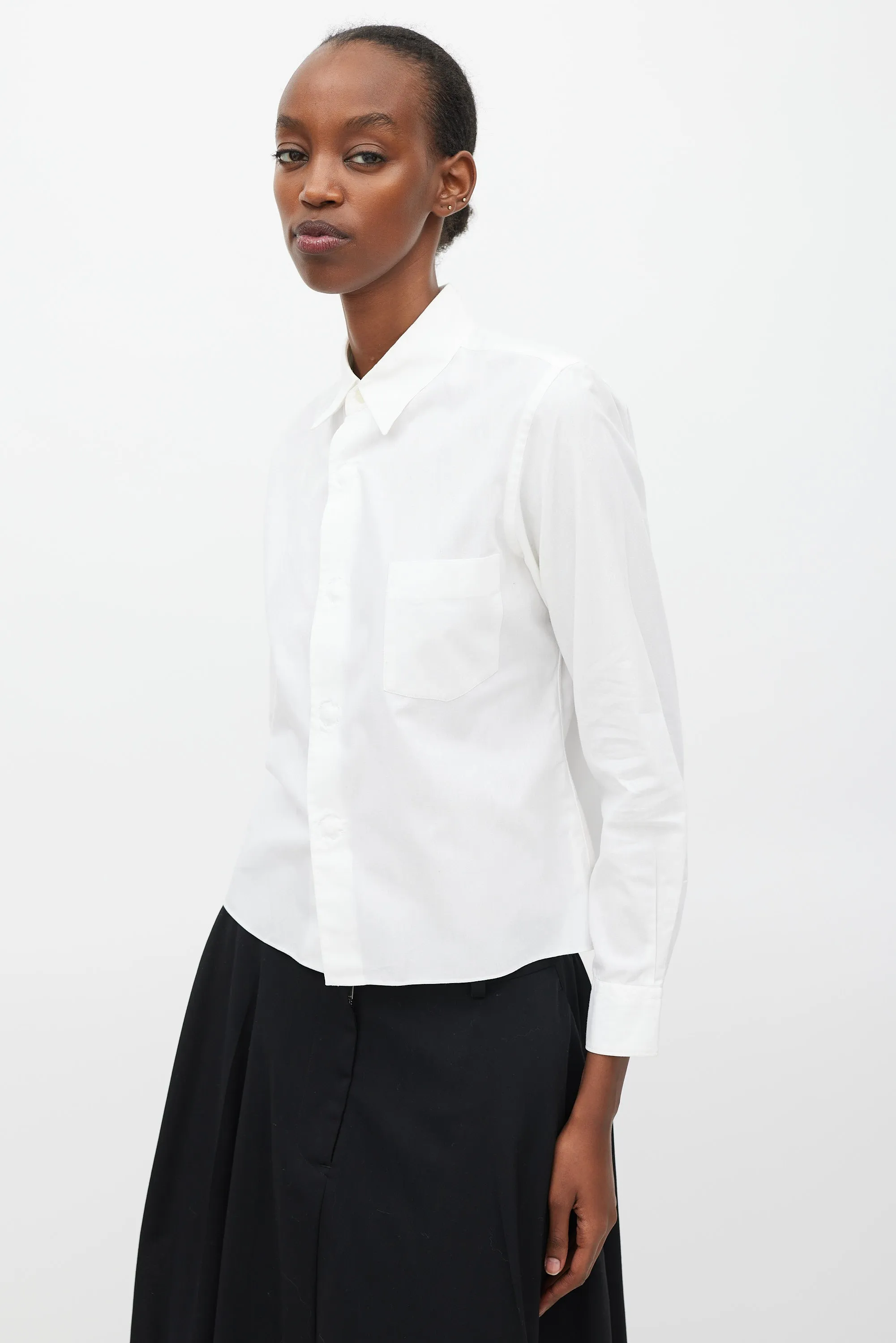 Black FW 2010 White Cotton Snap Button Front Shirt