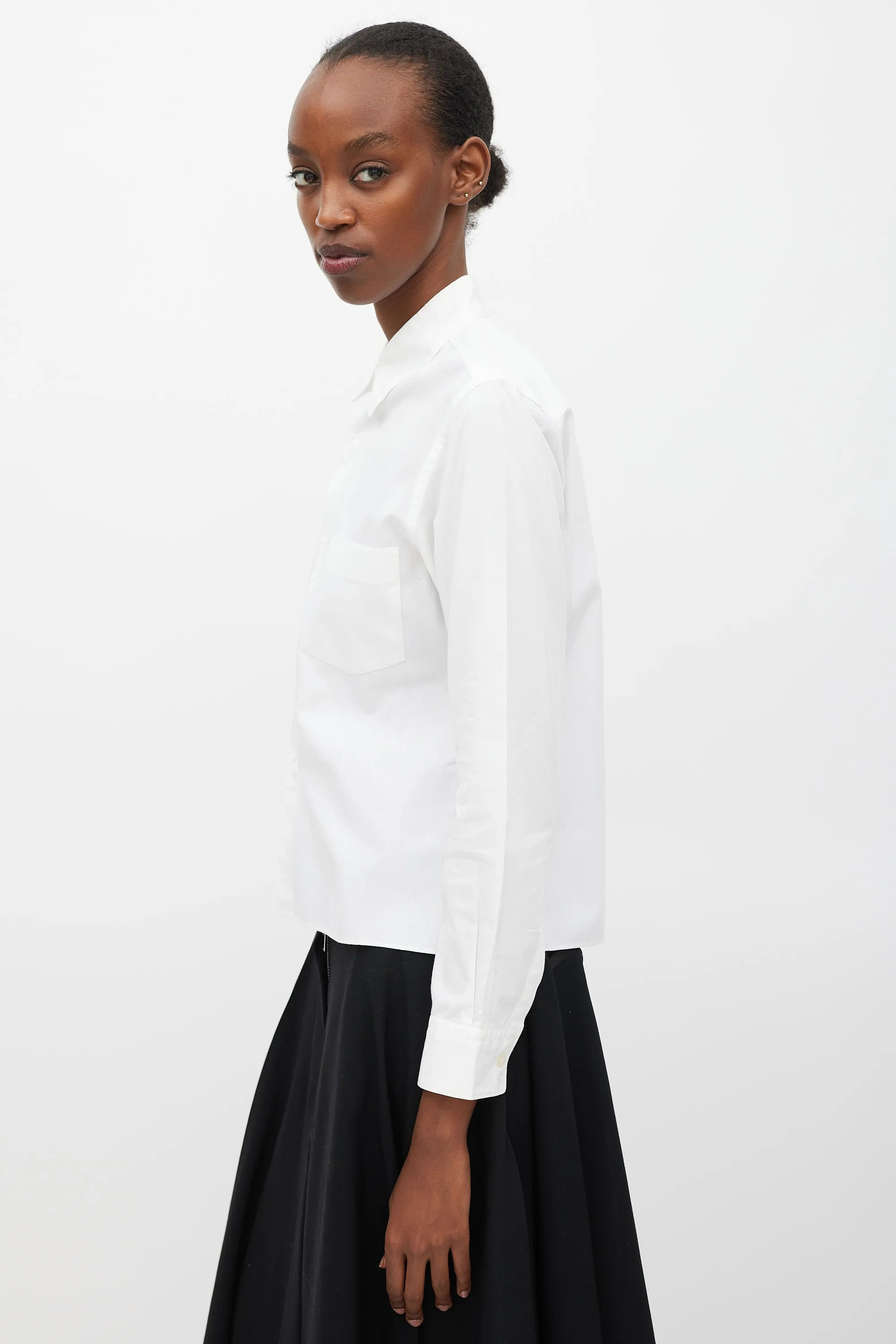 Black FW 2010 White Cotton Snap Button Front Shirt