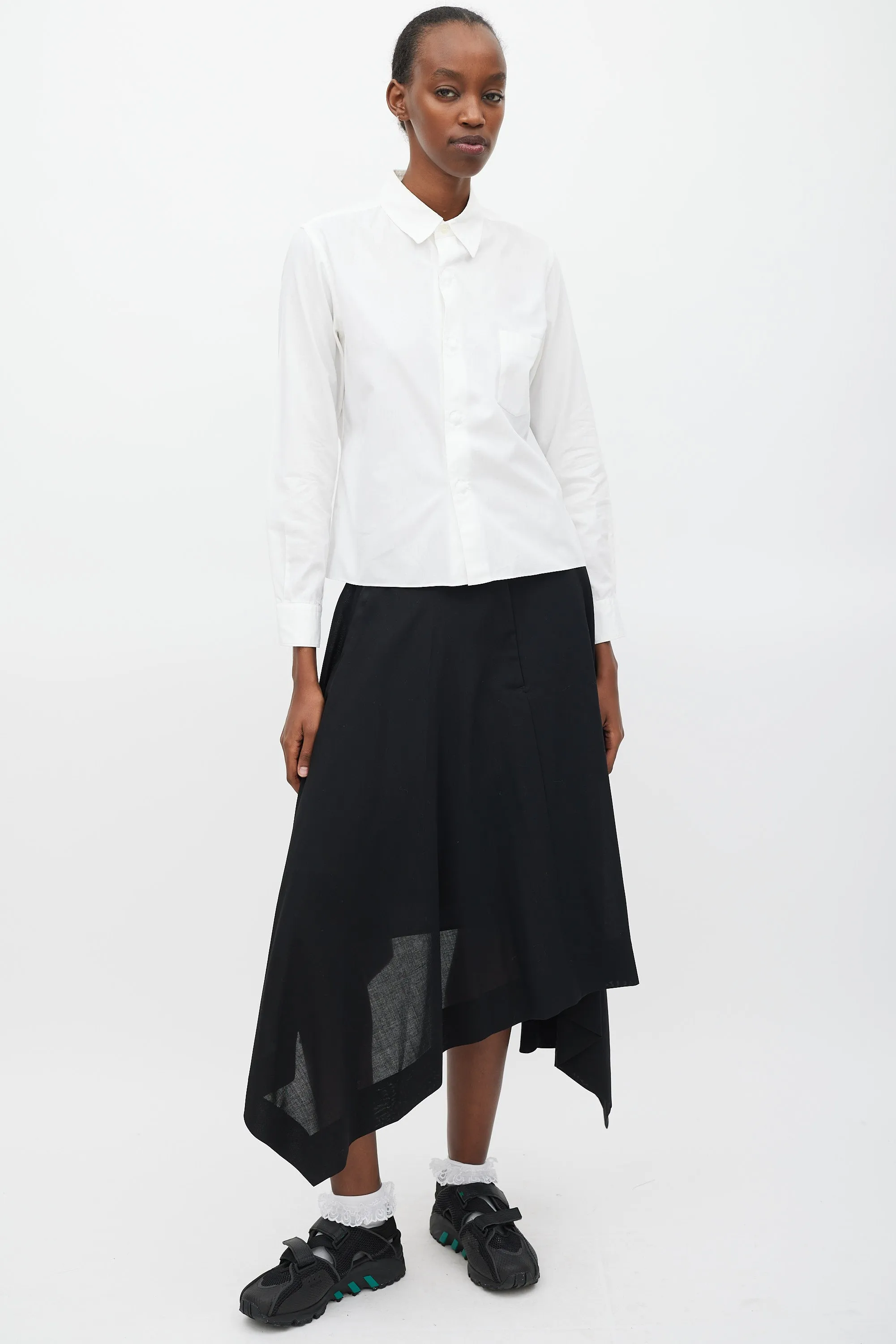 Black FW 2010 White Cotton Snap Button Front Shirt