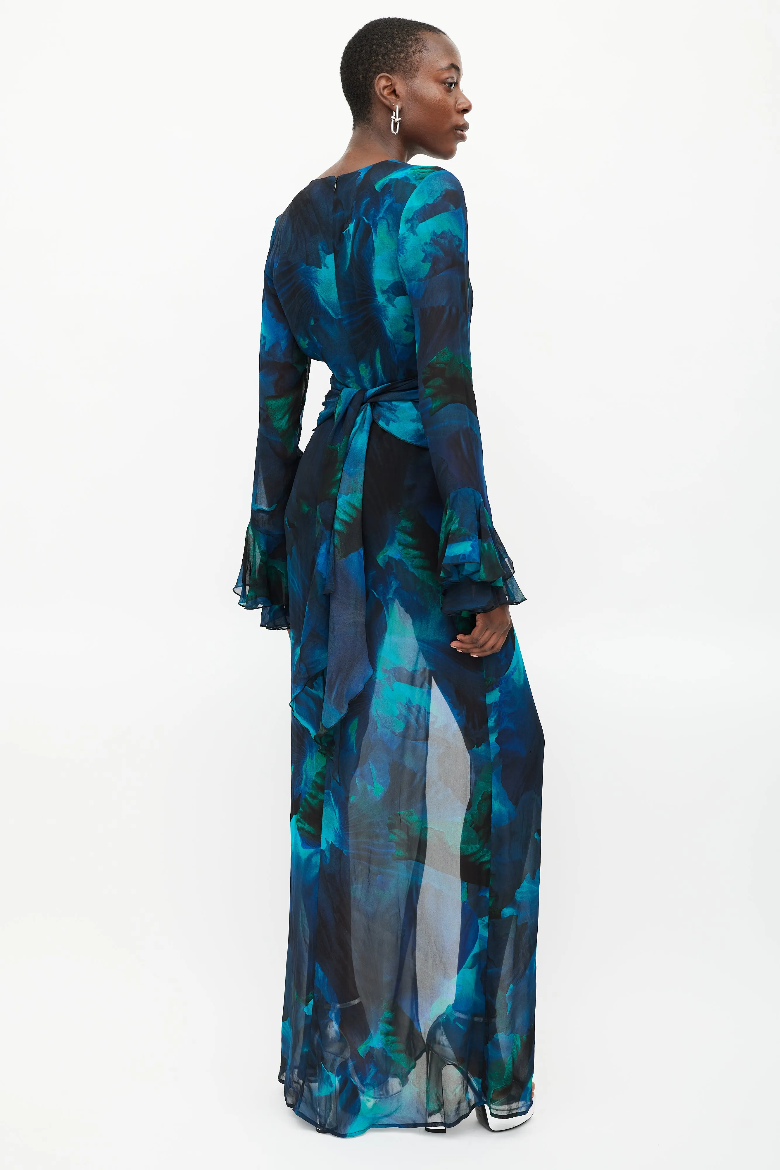 Blue & Green Sheer Maxi Fiorella Dress