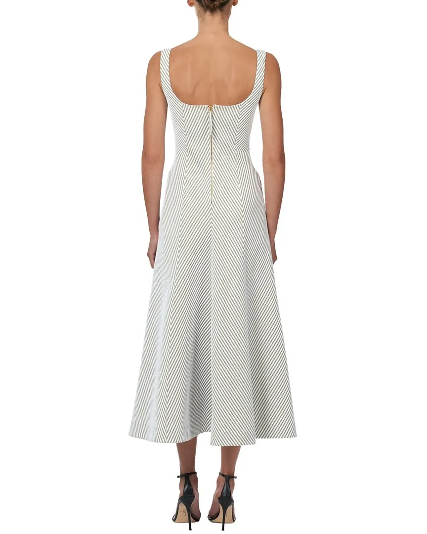 Carolina Herrera Square Neck Button Front Midi Dress