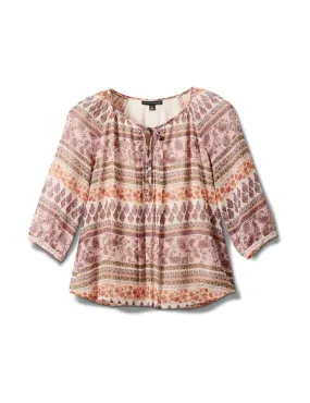 Floral Paisley Peasant Blouse-Petite