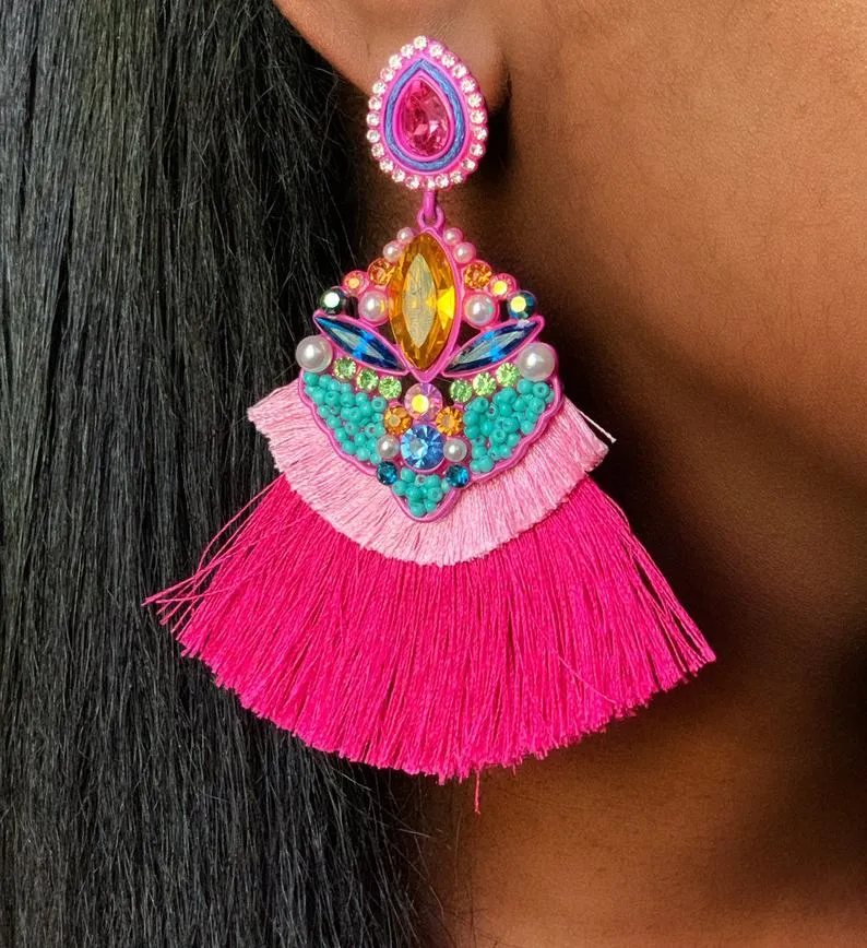 Gemma Bead Round Dangle Earrings