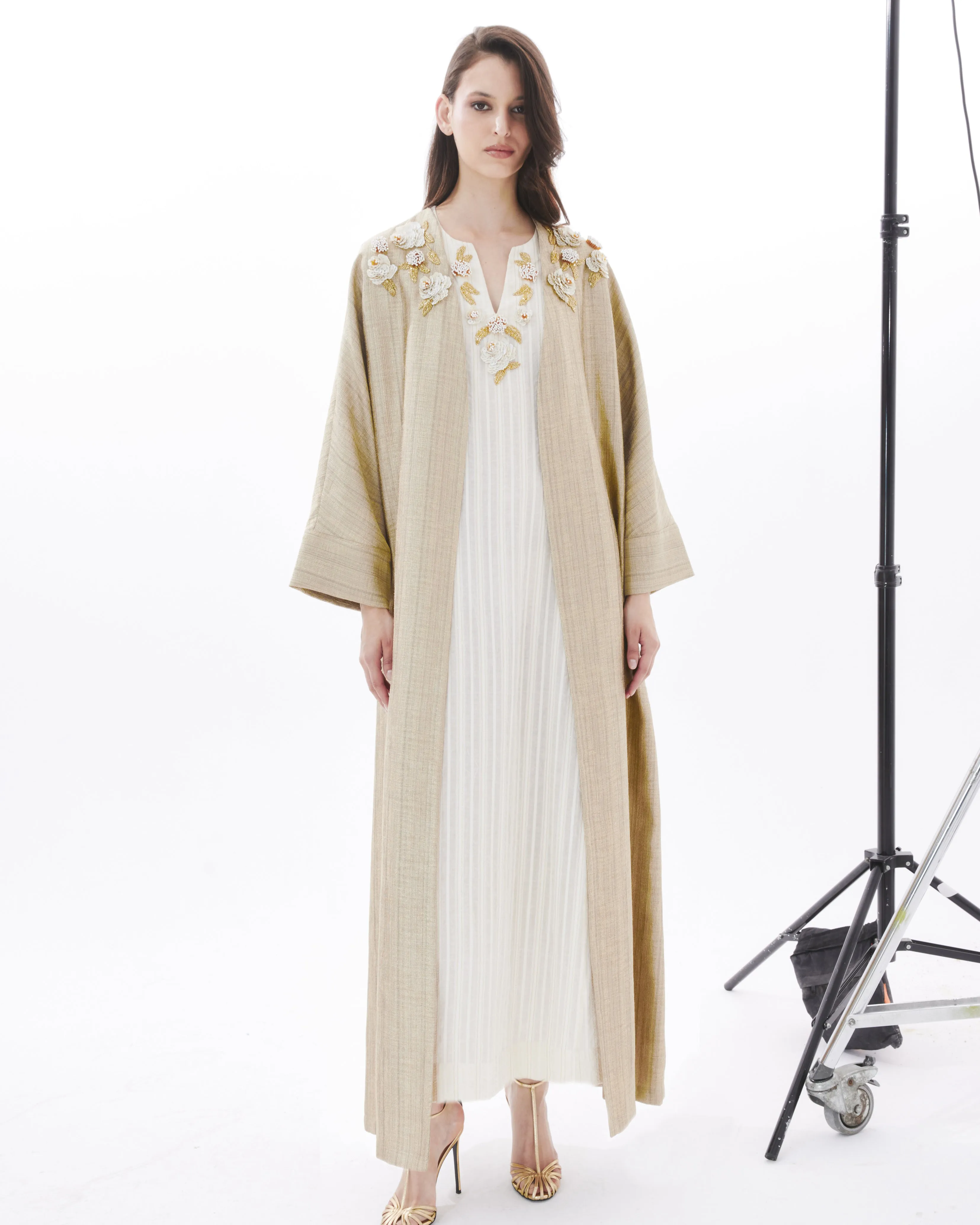 IVORY YASMINE ON GOLD ABAYA