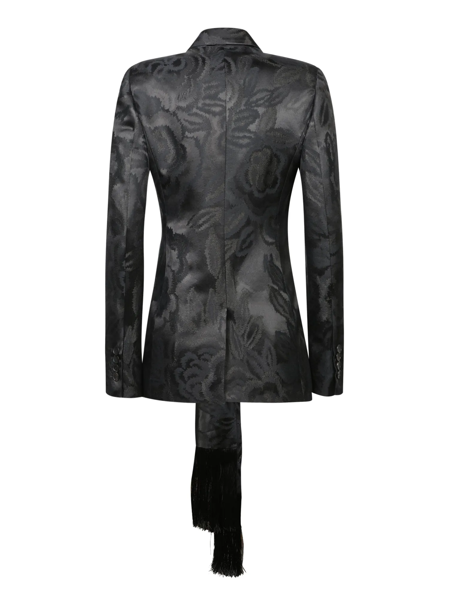 Jacquard Knot Fringes Black Jacket