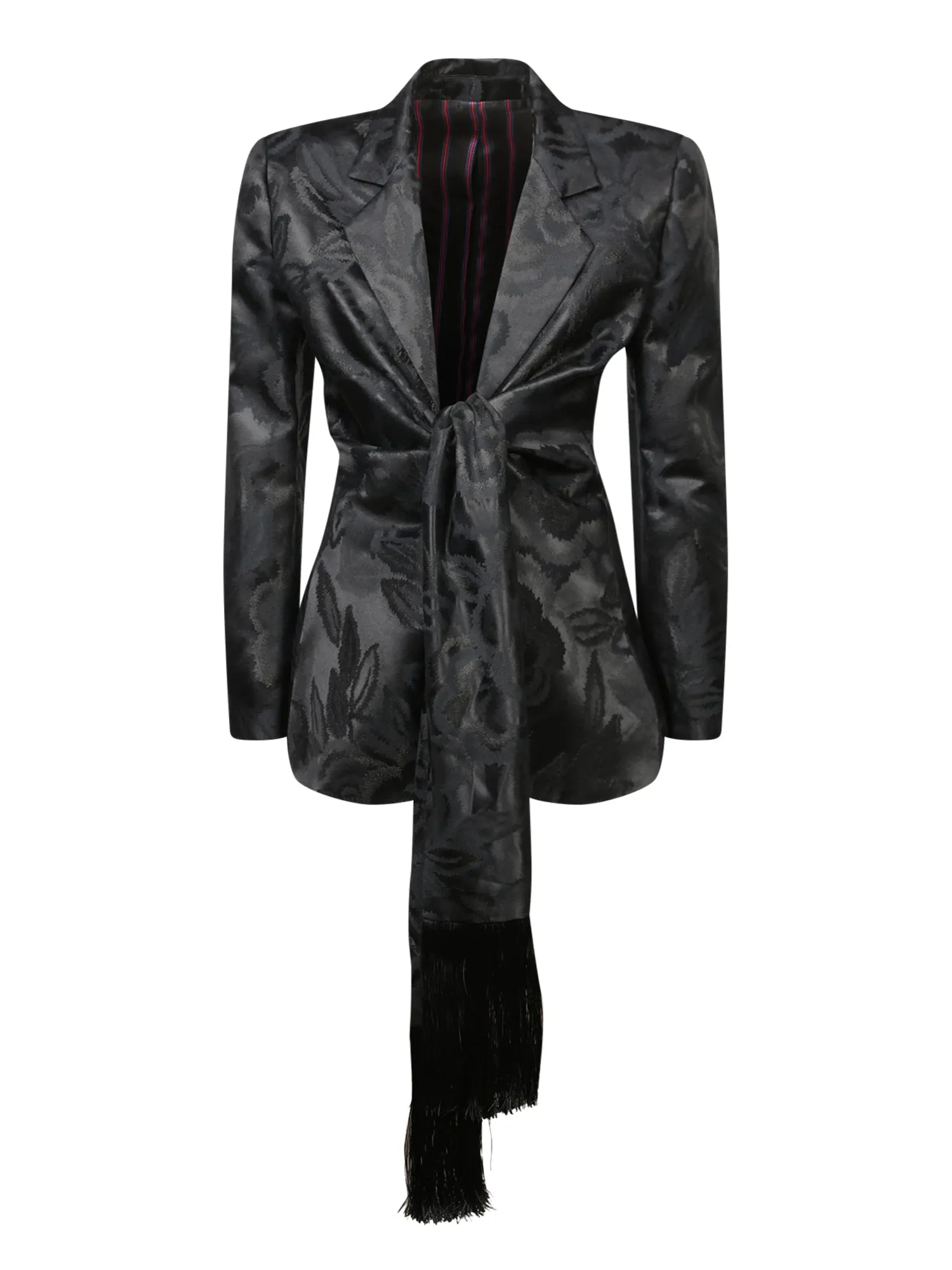 Jacquard Knot Fringes Black Jacket