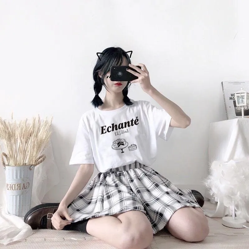 Kawaii Soft Girl Plaid Mini Skirts