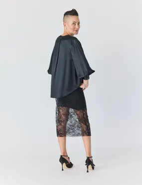 Lace Skirt in Black with Black Slip