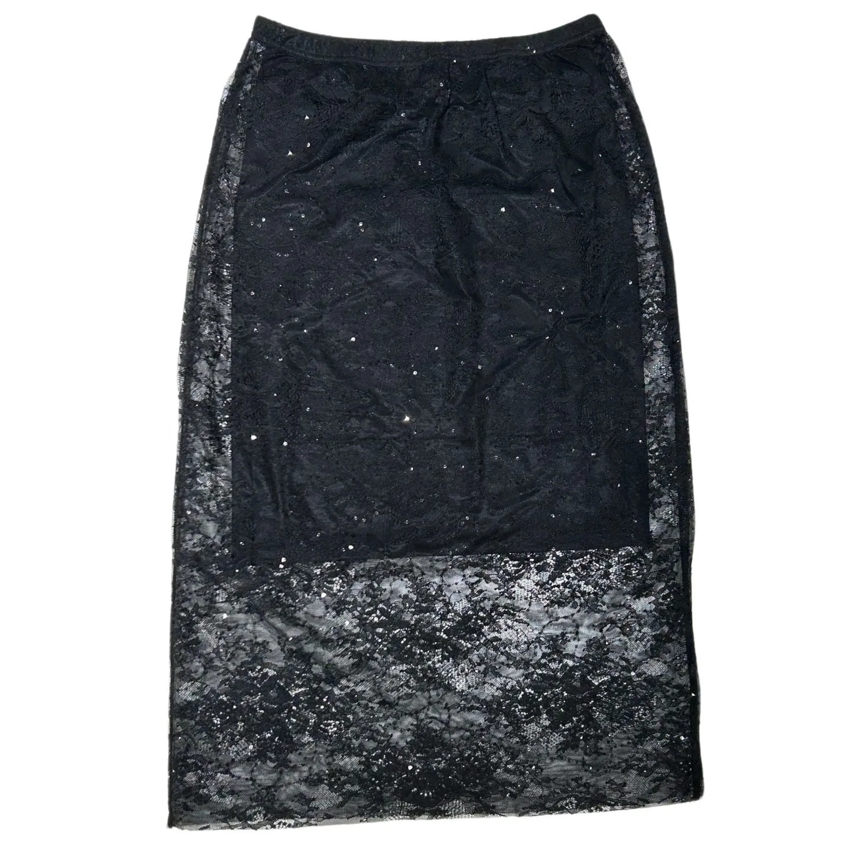 Lace Skirt in Black with Black Slip