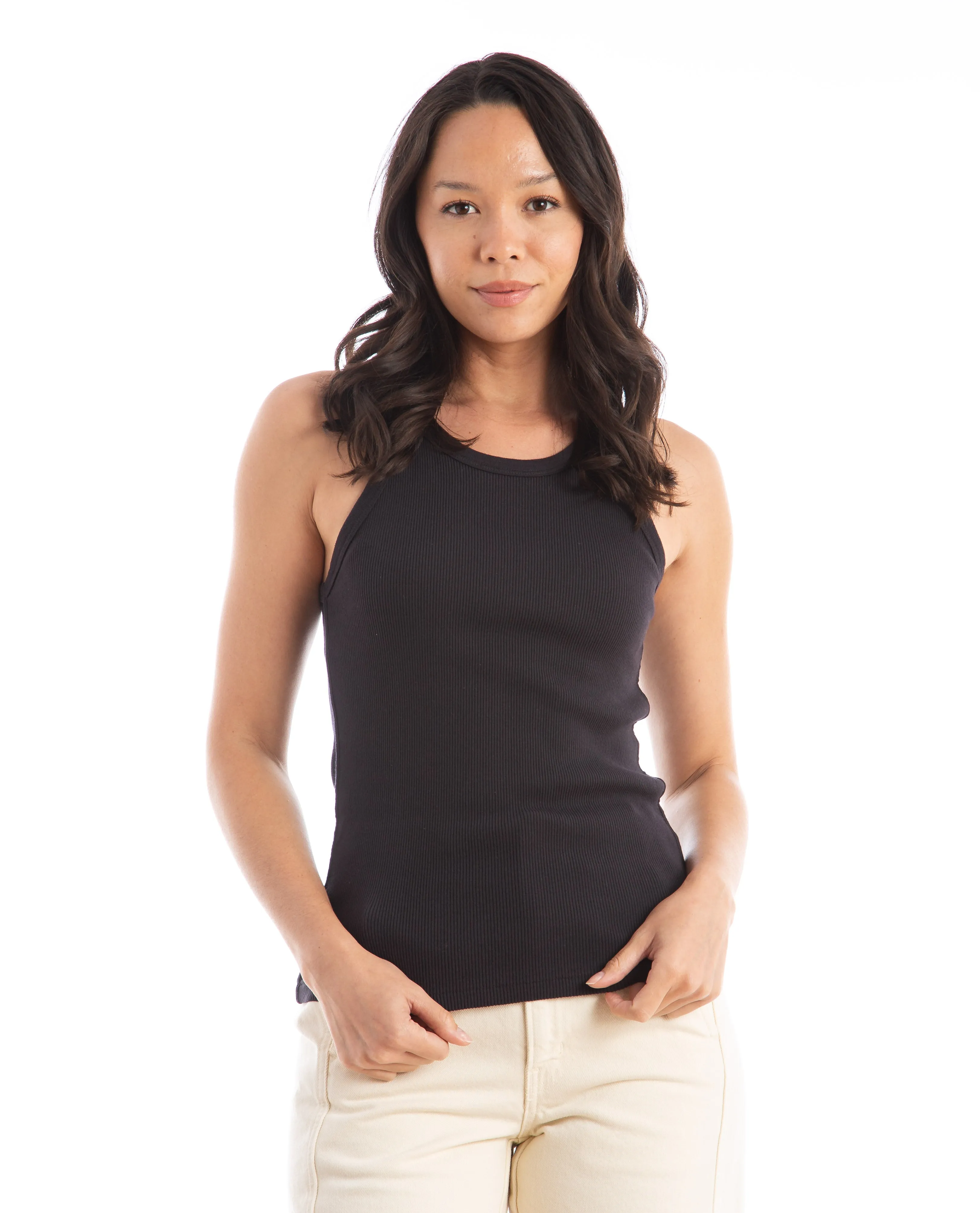Long Rib Tank Black