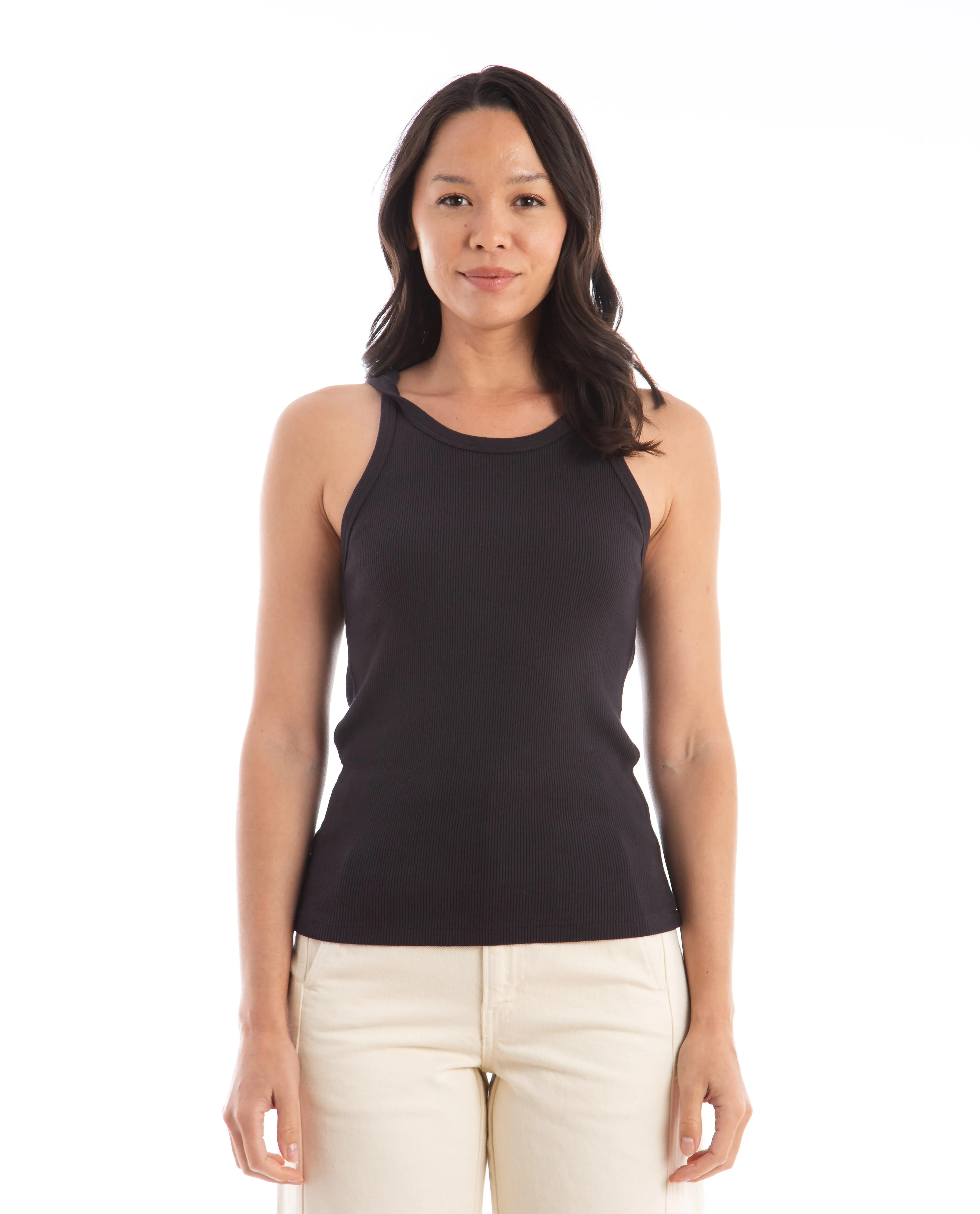 Long Rib Tank Black