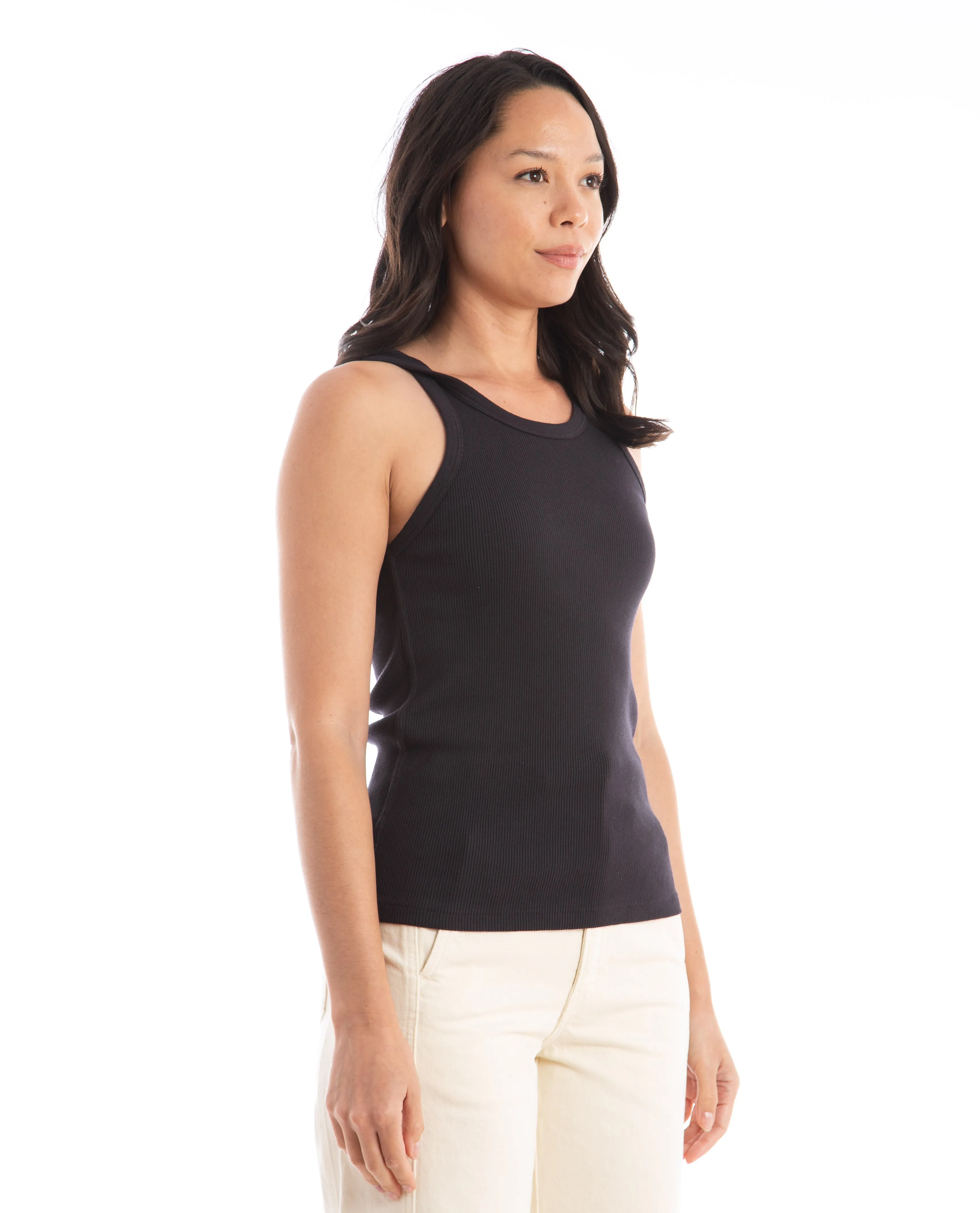 Long Rib Tank Black