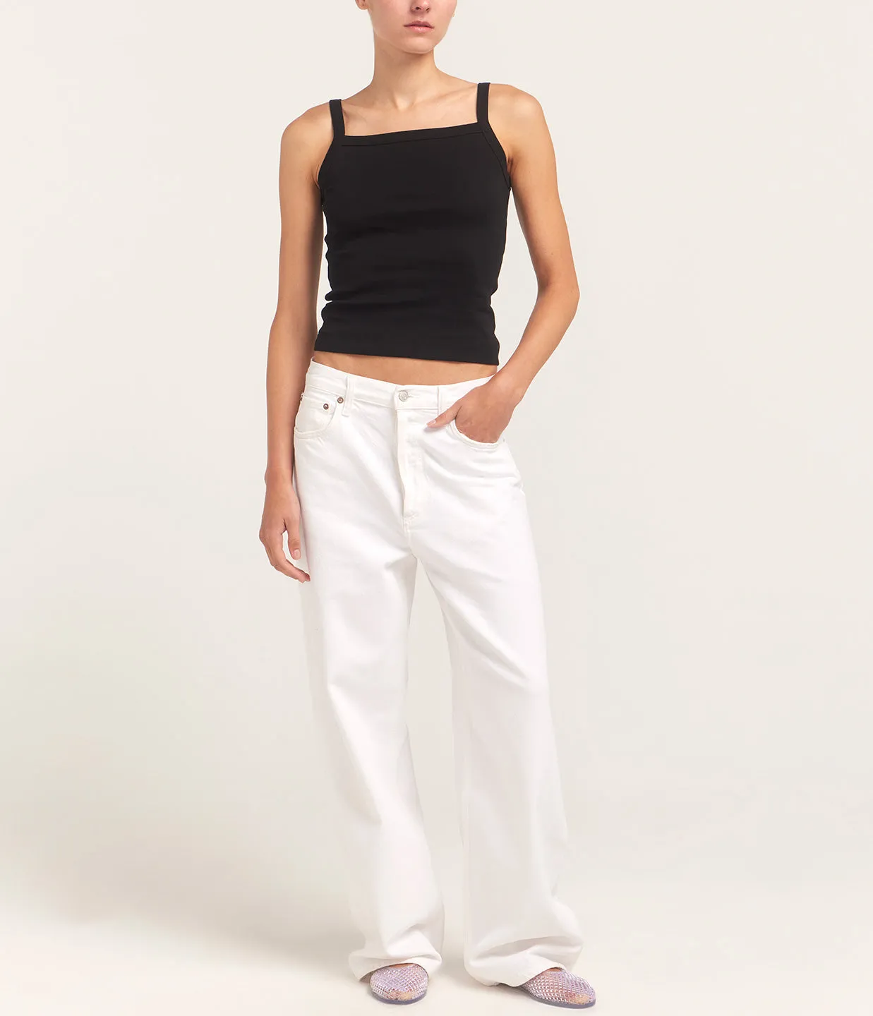 May Square Neck Cami in Black