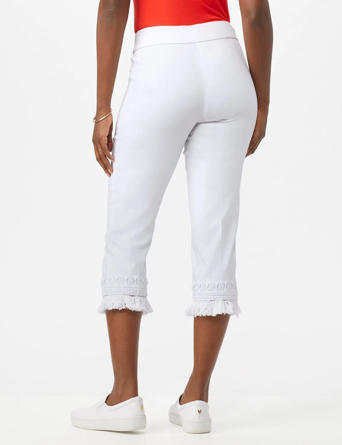 Pull on Crop Pants with Novelty Fringe Hem