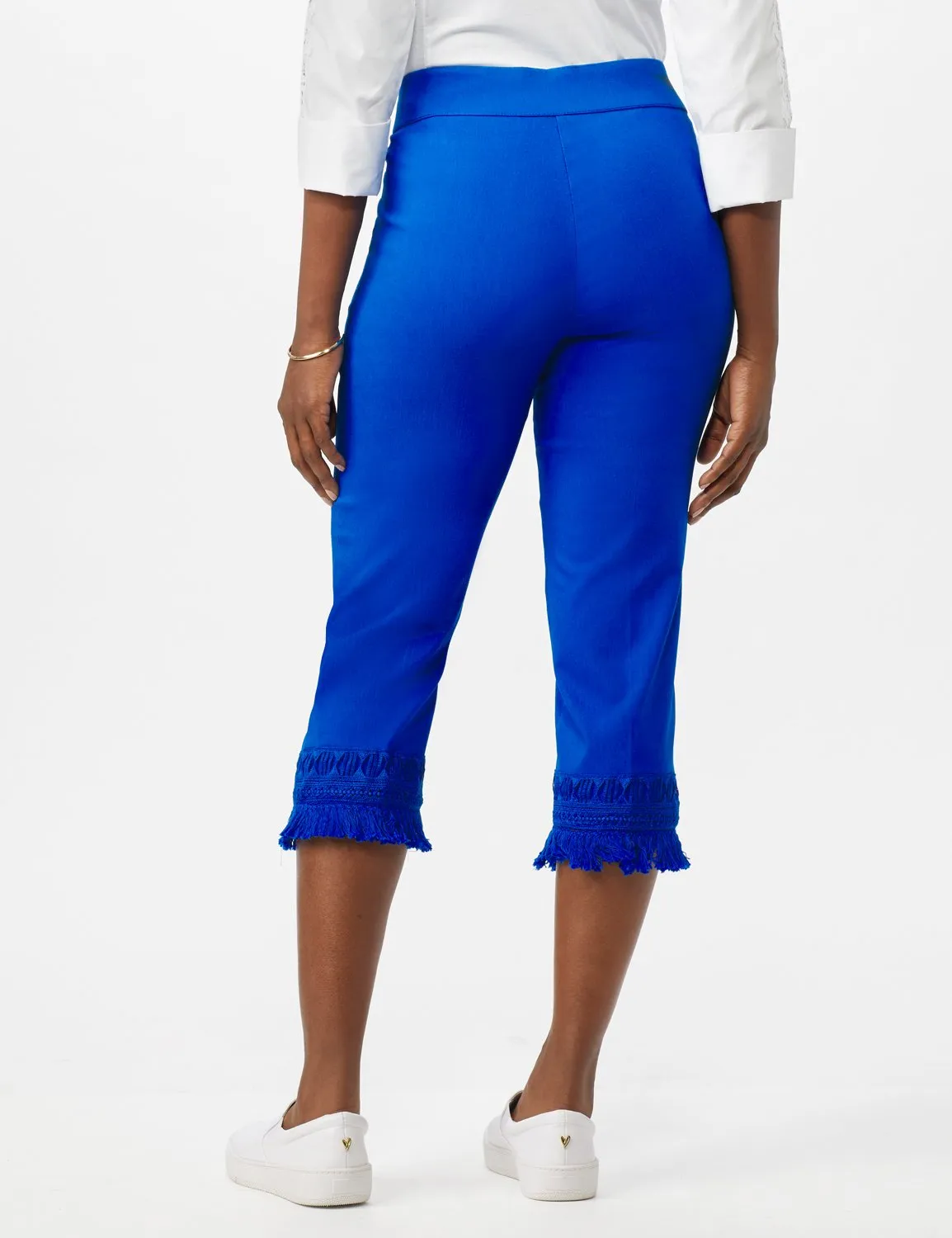 Pull on Crop Pants with Novelty Fringe Hem