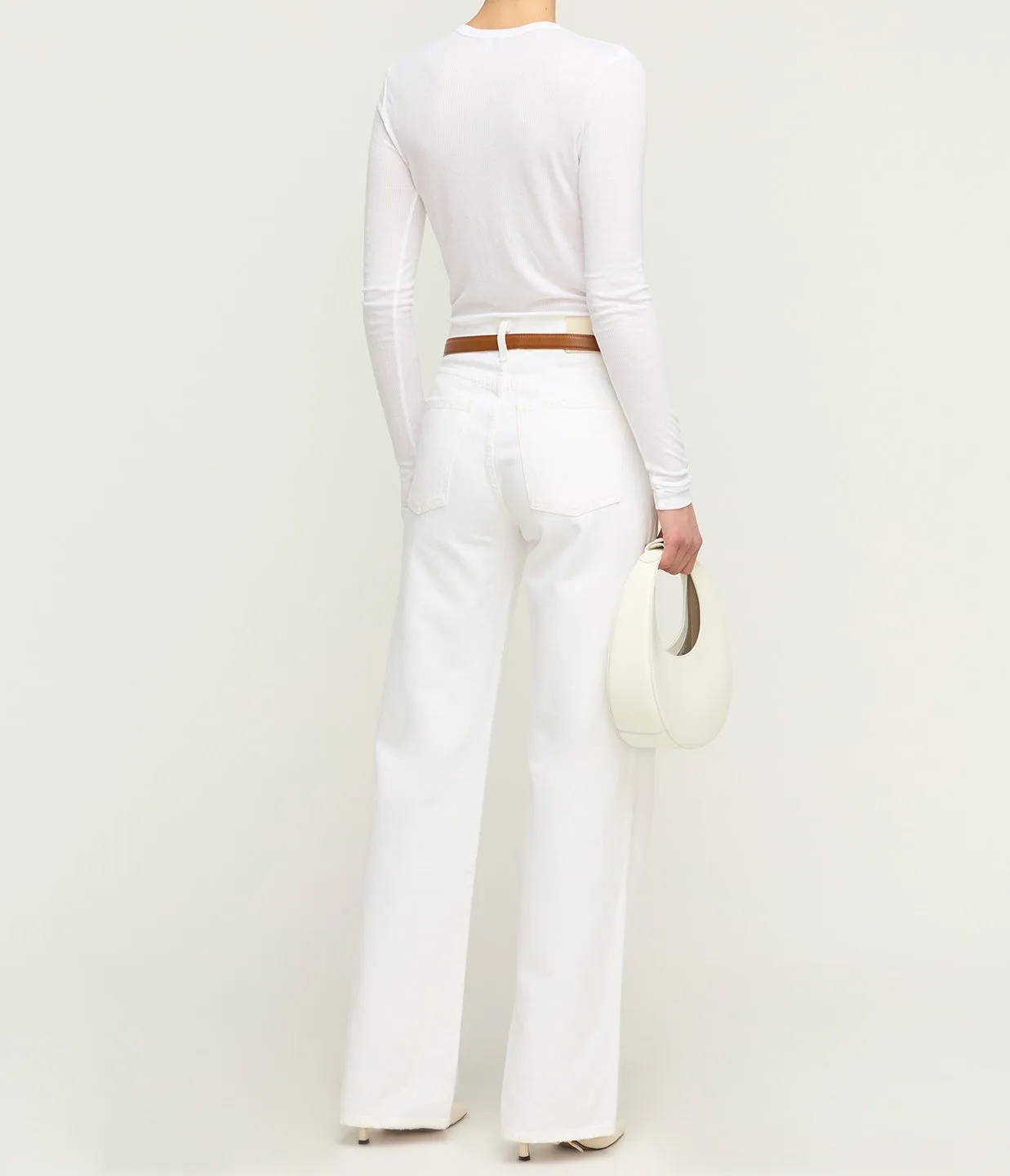 Shona Long Sleeve Fitted Tee in White