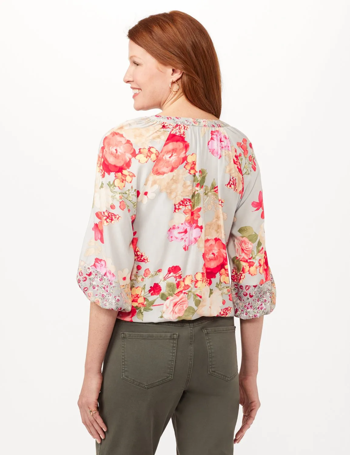 Twin Floral Peasant Top