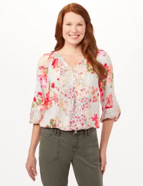 Twin Floral Peasant Top