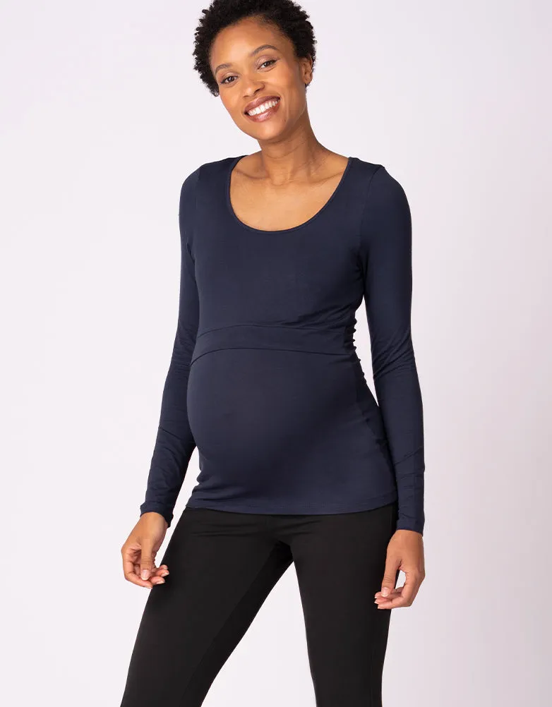 Twin Pack Maternity   Nursing Tops – Navy   Grey