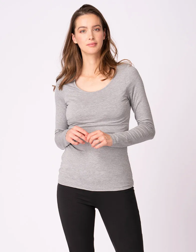 Twin Pack Maternity   Nursing Tops – Navy   Grey