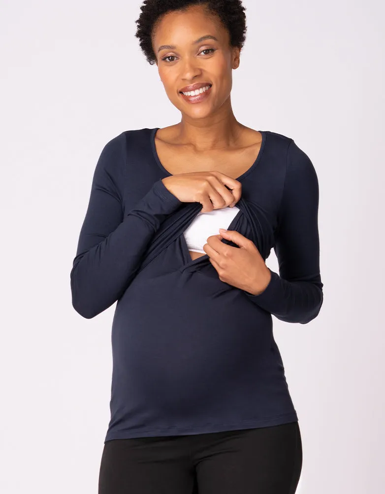 Twin Pack Maternity   Nursing Tops – Navy   Grey