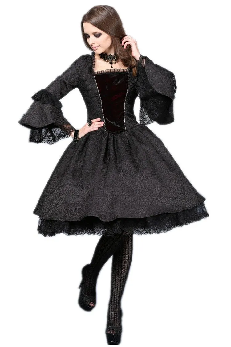 Victorian gothic dress with lace flare sleeve （not including petticoat）DW038