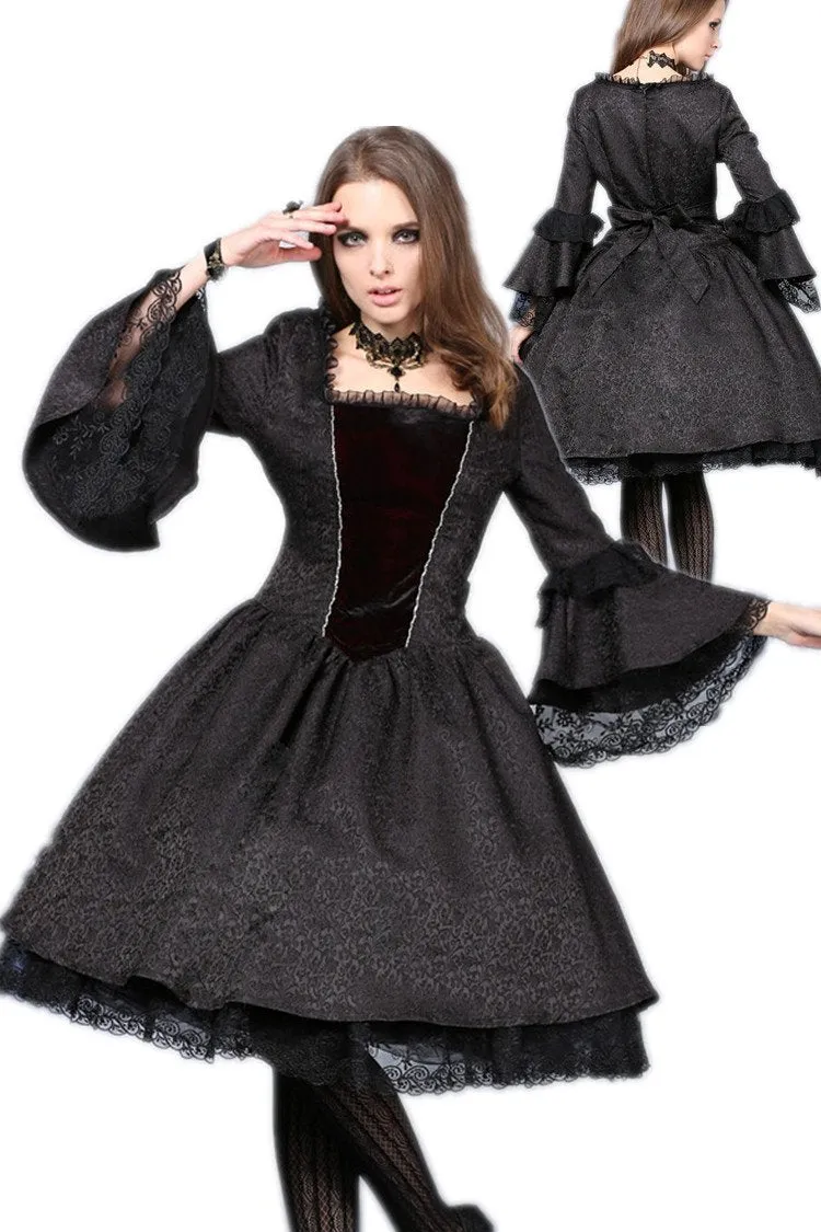 Victorian gothic dress with lace flare sleeve （not including petticoat）DW038