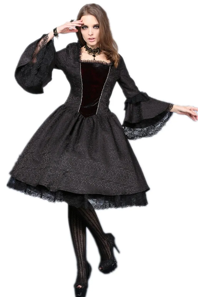 Victorian gothic dress with lace flare sleeve （not including petticoat）DW038